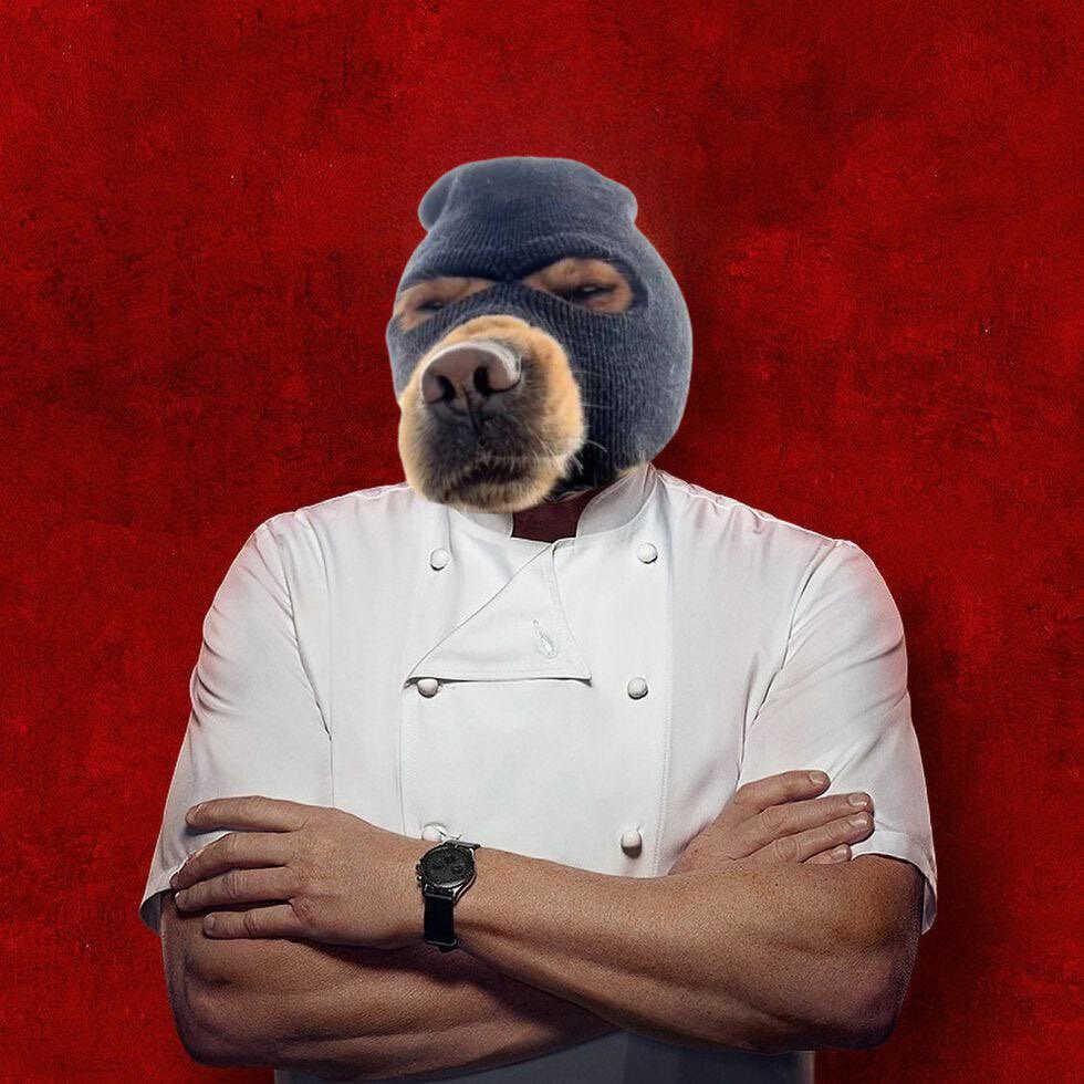 the chef is cooking fam