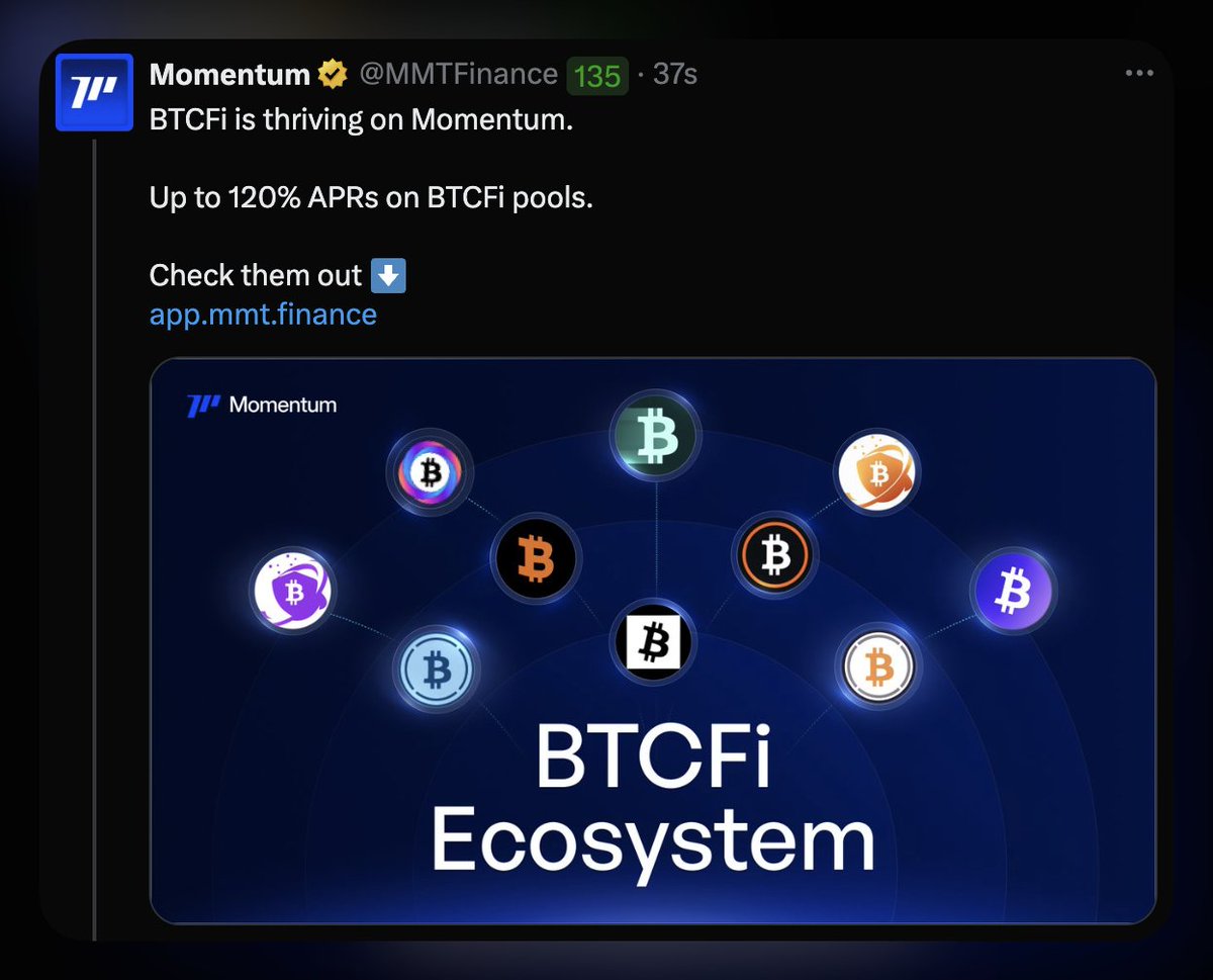 gomtu_xyz's tweet image. okay, let&apos;s be real. @MMTFinance has BTCFi and the APR is 120%

isn&apos;t that crazy?

and it&apos;s LBTC/USDC pool, 
I thought the highest APR was gonna be BTC/ETH pool

also I think it&apos;s pretty crazy how @Lombard_Finance is expanding to SUI with Momemtum