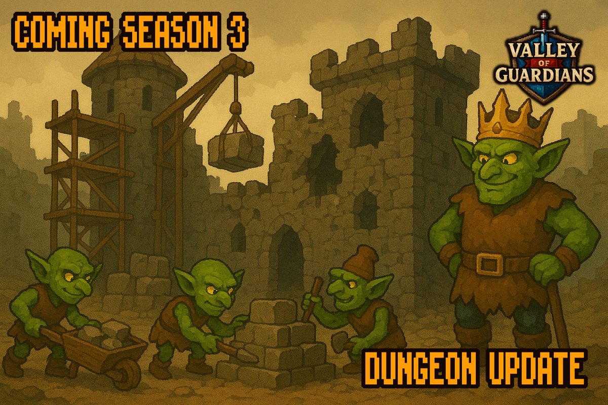⚔️ Dungeon Update ⚔️
Season 3 brings new depth! Choose your path: Stealth, Analytic, or Aggressive. Face timed events, earn progressive rewards, and take on high risk battles for bigger loot. Strategy decides your fate.

Coming Soon!

Do your quests: 
👉 valleyofguardians.xyz