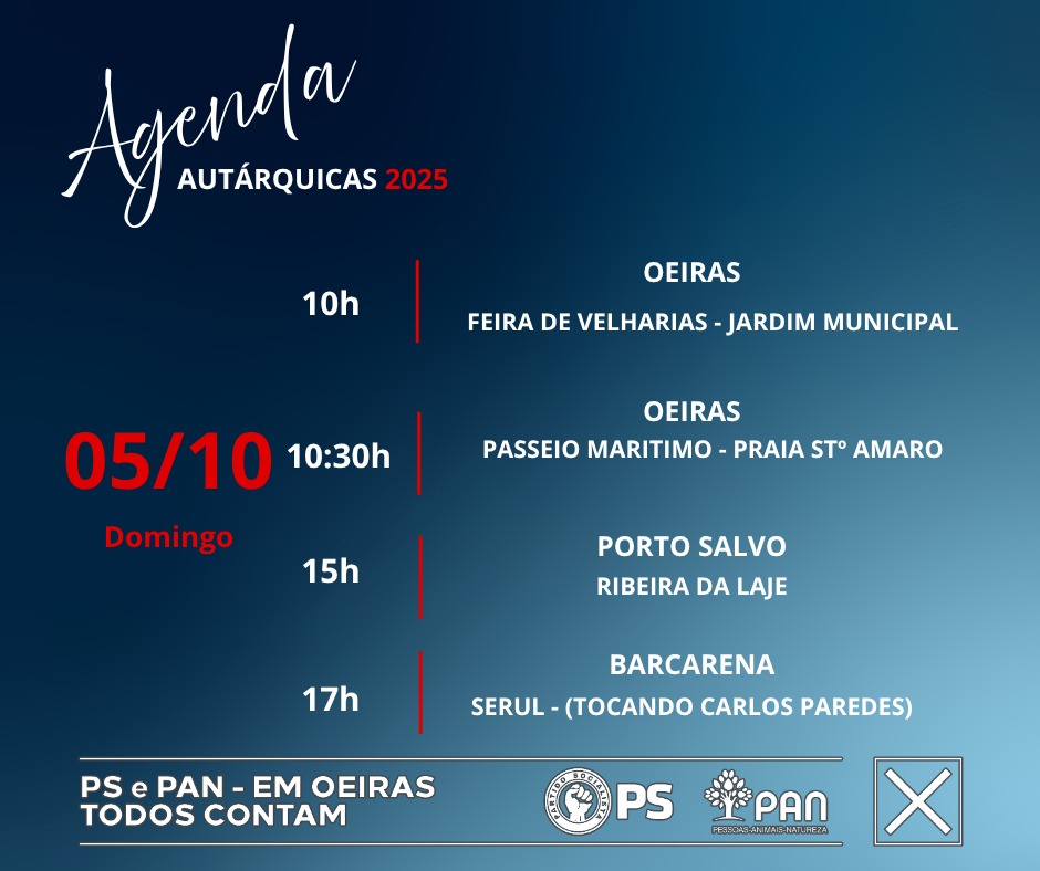 PsOeiras's tweet photo. Agenda de Campanha para o fim de semana 🌹 - https://t.co/XpdWOwYLOA https://t.co/mJAG4yCutz