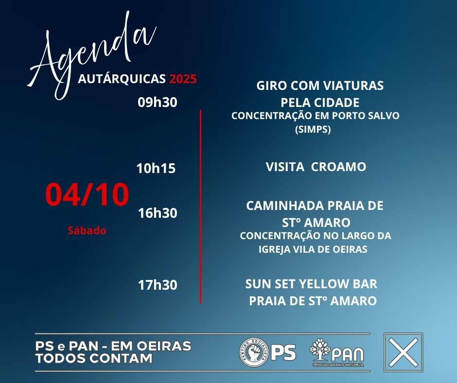 PsOeiras's tweet photo. Agenda de Campanha para o fim de semana 🌹 - https://t.co/XpdWOwYLOA https://t.co/mJAG4yCutz