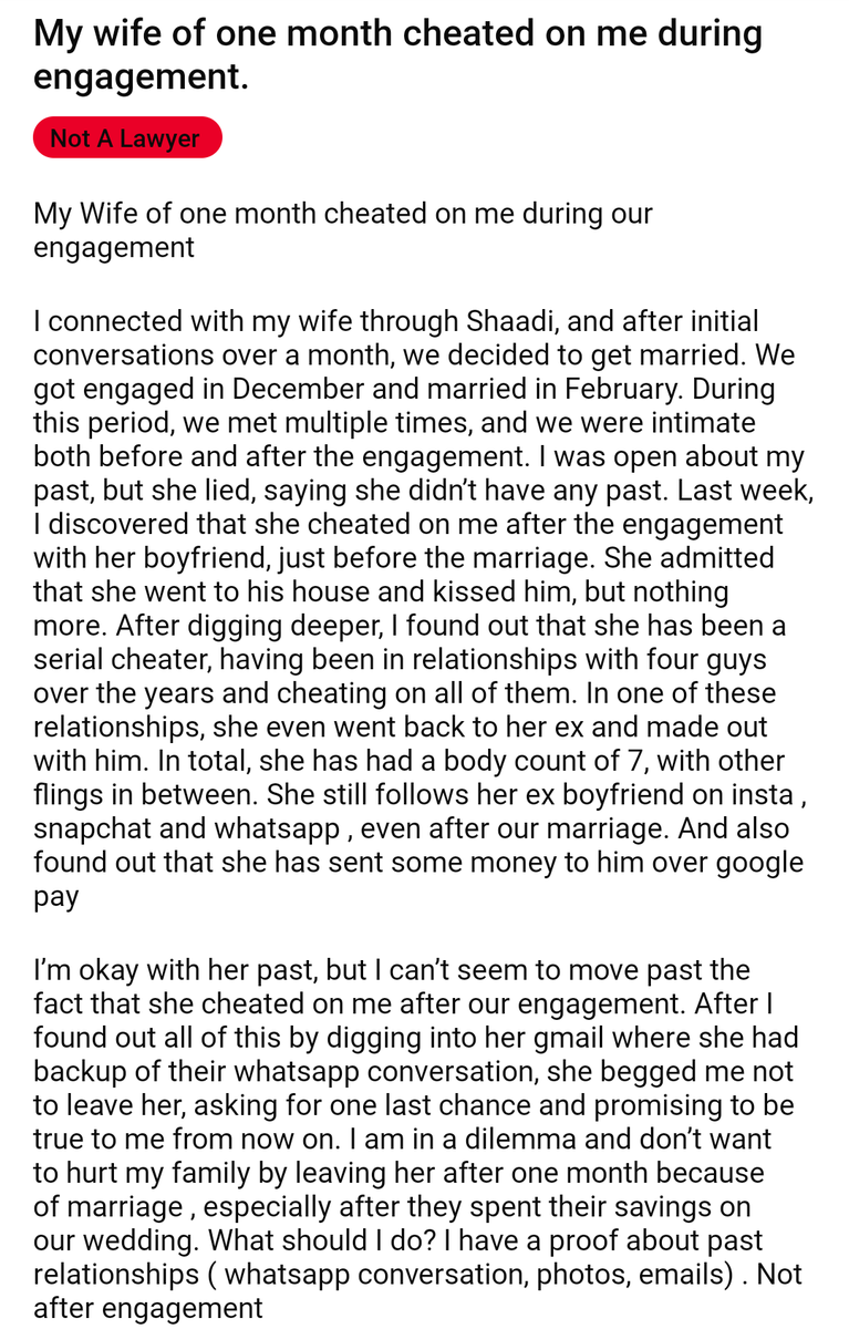 "I am okay with her past" 
Sigh. With that mindset, how did he expect it to go?