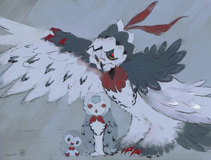 Rowlet, Dartrix, and Decidueye snowy owl variants «2025 2015» #Pokemon