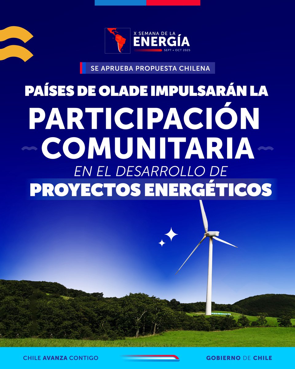 MinEnergia's tweet photo. Los estados miembros de @OLADEORG avanzan hacia una transición energética con justicia y participación. 🌎⚡ 

La nueva decisión regional promueve que los proyectos energéticos se desarrollen en armonía con los territorios, respetando los DD.HH y el medioambiente. https://t.co/9DcQWWcKKe