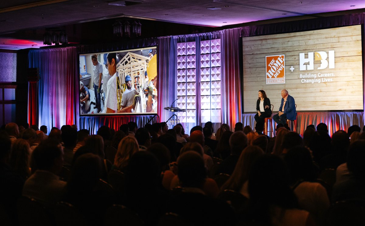 HBI President &amp; CEO Ed Brady joined Erin Izen from @homedepotfoundation for an inspiring talk on building futures through skilled trades. Thank you to #THDF for being true partners. #ashville #skilledtrades #CareersInConstruction #tradestraining #rebuildingtogether