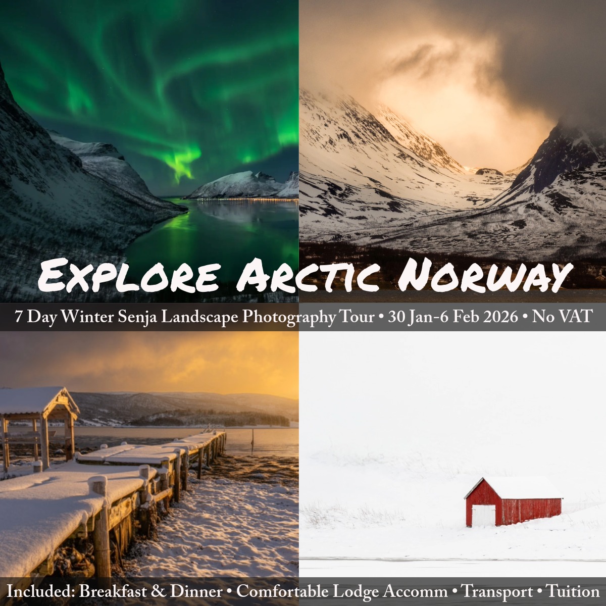 2 places available on our #Senja Arctic Winter Landscape photography tour. Includes lodge accomm, breakfast &amp; dinner, transport &amp; photo tuition. Explore this stunning untouched wilderness. 30 Jan to 6 Feb 2026. More details: phototours.in/senja
#creativephotoadventures