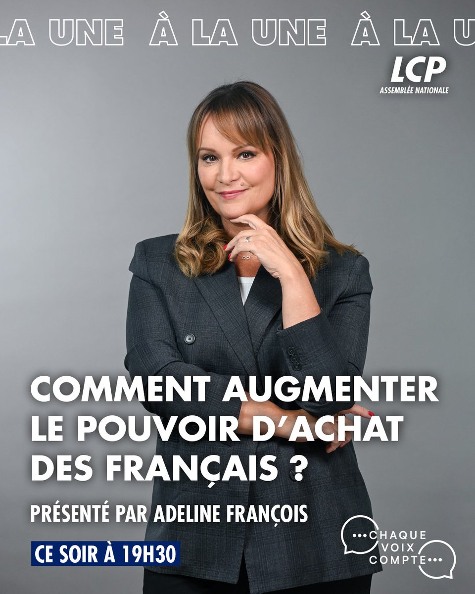 LCP's tweet photo. 💬Ce soir dans #ChaqueVoix Comment augmenter le pouvoir d’achat des Français ? @a2linefrancois, accompagnée d'une quinzaine de citoyens, reçoit les députés 
🔹@CHAlloncle (UDR)
🔹@OlgaGivernet (EPR)
🔹@TrouveAurelie (LFI)
🔹&amp; la journaliste économique @fannyguinochet https://t.co/Y6s9SWduG5