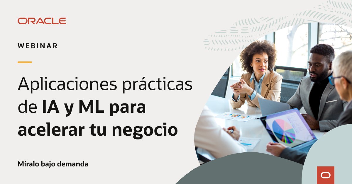 alexlopezdba's tweet image. Míralo bajo demanda este webinar gratuito sobre cómo la Inteligencia Artificial de Oracle ya está transformando los negocios. Conoce aplicaciones prácticas de IA y Machine Learning en empresas reales y los resultados que ya se están logrando.
social.ora.cl/6010AYvlM