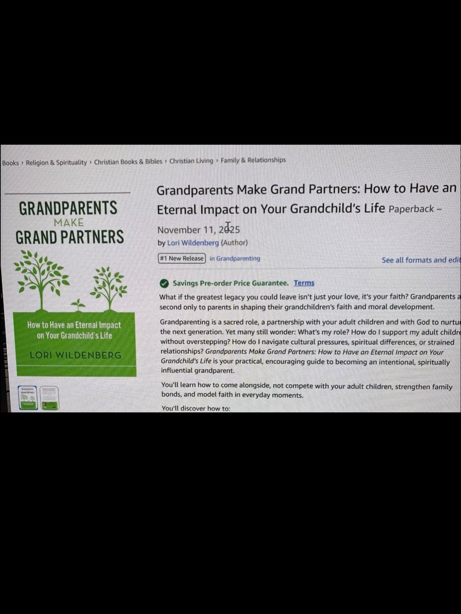 Whoa! A friend called this to my attention. My book which actually releases Nov.11 is available for preorder And! It is number 1 on Amazon’s new releases! 
How cool is that!?! 
Yay God! 

amazon.com/Grandparents-M…