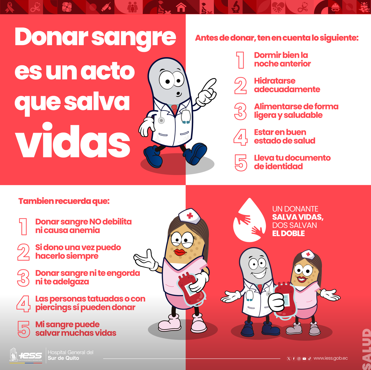 IESSHQSUR's tweet photo. #ESSteInforma | 🩸✨ Un donante salva vidas, dos salvan el doble
Aún puedes sumarte a la Campaña de #DonaciónDeSangre en el #HQSur
Te esperamos hasta las 🕗 15:30pm en el Parqueadero de Emergencia
💙 Dona vida, dona sangre https://t.co/0AXZVzsGHx