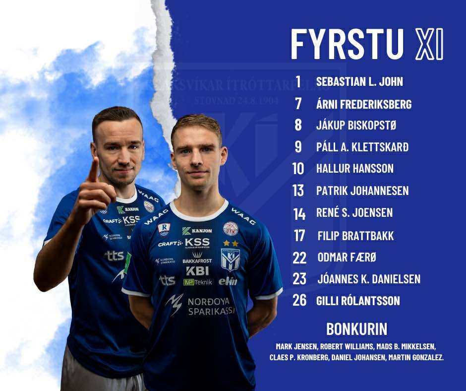 KI_Klaksvik's tweet photo. YOUR KÍ XI AGAINST 07 VESTUR:

All in for three points. https://t.co/Ws1RyREjFt