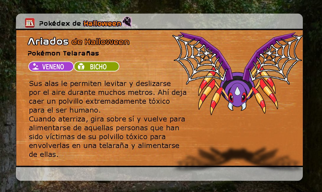 CallejerosPkbll's tweet image. #Ariados de #Halloween
Pokémon Telarañas
[Veneno☠️/Bicho🪲]