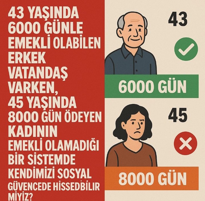 <a href="/EmadDernegi/">EMEKLİLİKTE ADALET DERNEĞİ ⚖️</a> <a href="/fatmaaksal/">Dr. Fatma Aksal</a> Sosyal devlet vatandaşının yanında olandır
Yıllarca çalışıp prim ödeyen milyonlar
1 gecede mağdur edildi
Kademeli emeklilik adaletin yeniden tesisi demektir
Bu mağduriyet daha fazla sürmemeli
<a href="/isikhanvedat/">Prof. Dr. Vedat Işıkhan</a>
<a href="/avosmanzabun/">Av.Osman Zabun</a>
<a href="/fatmaaksal/">Dr. Fatma Aksal</a>
<a href="/AkPartiEdirne/">Ak Parti Edirne 🇹🇷</a>
<a href="/ibabelgin/">Belgin İba 🇹🇷</a>

#KademeyiYasalaştırın