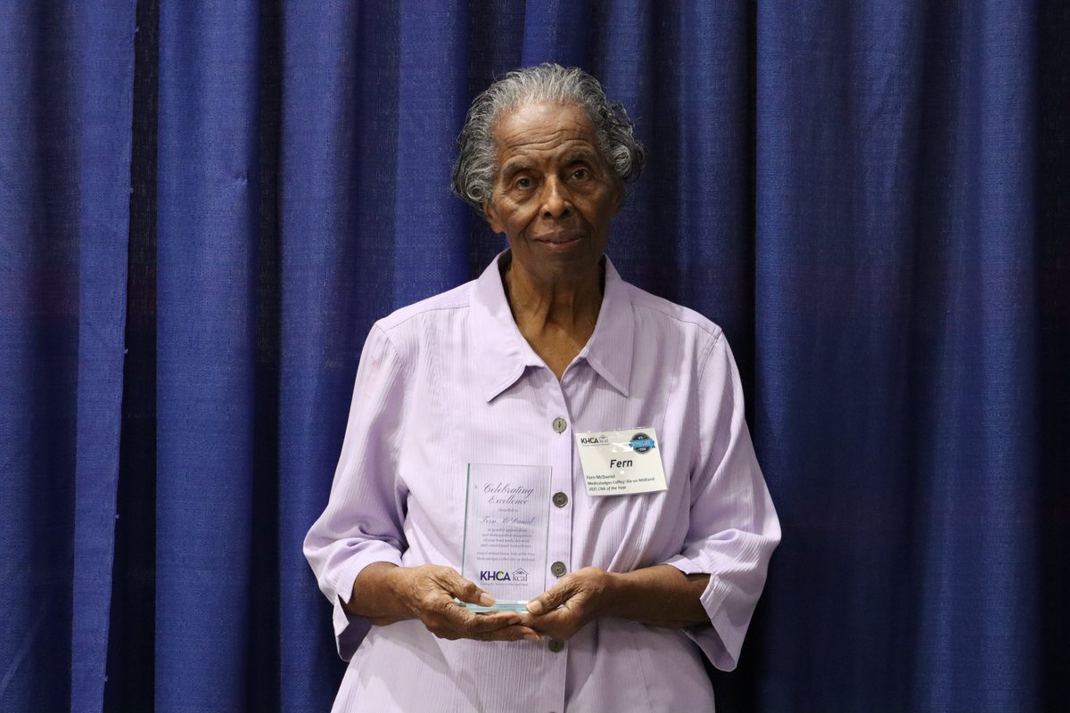 𝐅𝐞𝐫𝐧 𝐌𝐜𝐃𝐚𝐧𝐢𝐞𝐥
𝐌𝐞𝐝𝐢𝐜𝐚𝐥𝐨𝐝𝐠𝐞𝐬 𝐂𝐨𝐟𝐟𝐞𝐲𝐯𝐢𝐥𝐥𝐞 𝐨𝐧 𝐌𝐢𝐝𝐥𝐚𝐧𝐝
𝐊𝐇𝐂𝐀/𝐊𝐂𝐀𝐋 𝟐𝟎𝟐𝟓 𝐂𝐍𝐀 𝐨𝐟 𝐭𝐡𝐞 𝐘𝐞𝐚𝐫

“Our nominee has spent over 60 years in service to others. Now 85 years old, she became a CNA in her 20s and has worked at our