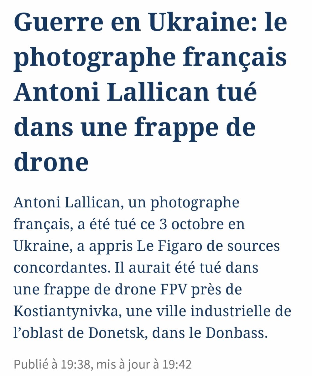 Azety's tweet image. Le #photographe Antoni Lallican tué par un drone en #Ukraine