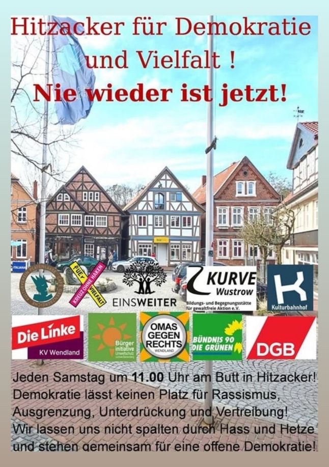 hexe2020's tweet image. Morgen in #Hitzacker

Hitzacker für Demokratie und Vielfalt! 

Nie wieder ist jetzt!

👉🏽 04. Oktober 2025, 11:00 Uhr 
👉🏽 Hitzacker, am Butt

Weitere Infos:
ejz.de/lokales/kuenft…