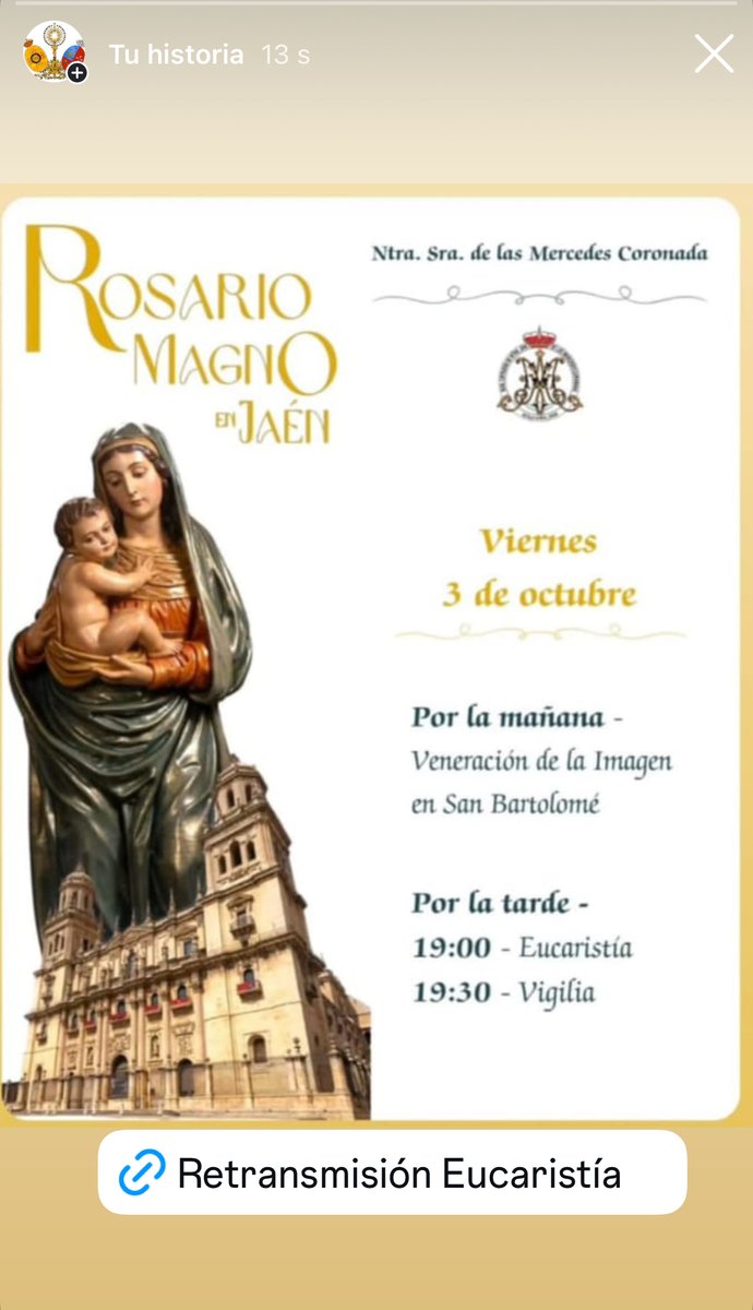 Retransmisión en directo de la Eucaristía:

youtube.com/live/yt6P7Iozp…