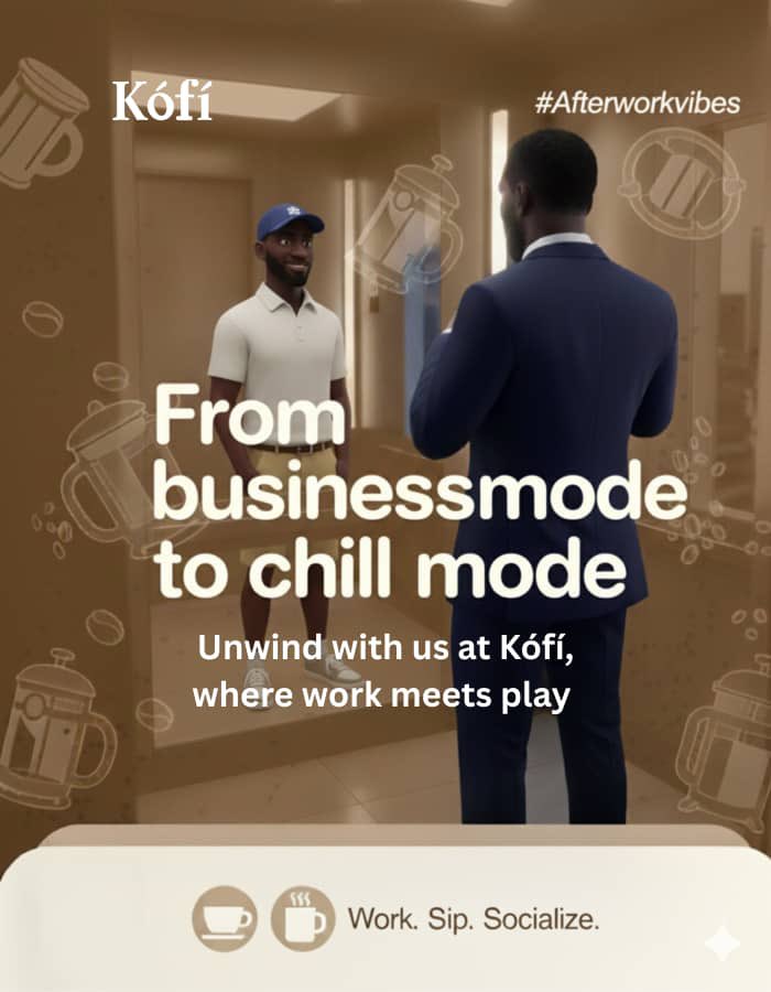 TheWheatbaker's tweet image. From business mode → chill mode.
When the workday ends, the *real* conversations begin at Kófí ☕ 

#AfterWorkVibes #ChillMode #KofiLagos #EveningTalks #CoffeeLounge