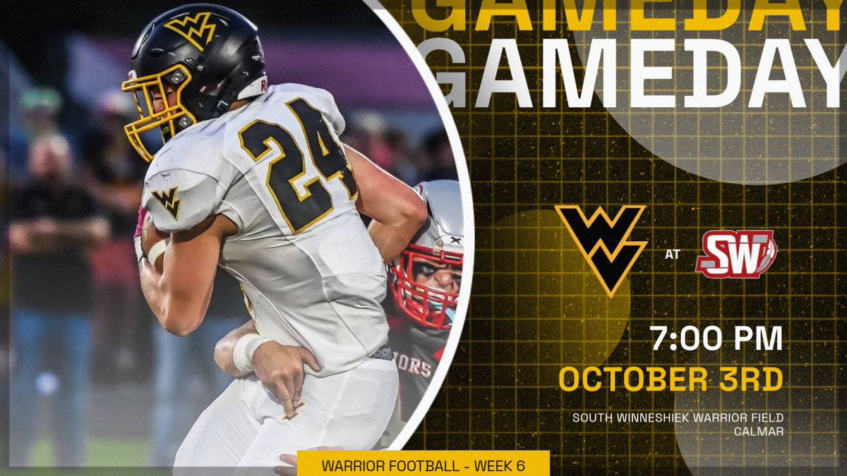 WapsieAthletics's tweet photo. Buckle up, it's an all out Warrior brawl!
π Varsity Football - Week 6
#6 WV π South Winneshiek
ποΈ Warrior Field
π Calmar
β° 7:00 PM
ποΈ $8 adults/$5 students. Online or cash https://t.co/XKqD4R2yhj
π₯ https://t.co/1kz8XDSiyr
#WarriorPride #WVFB #iahsfb https://t.co/crSFBa0OBm