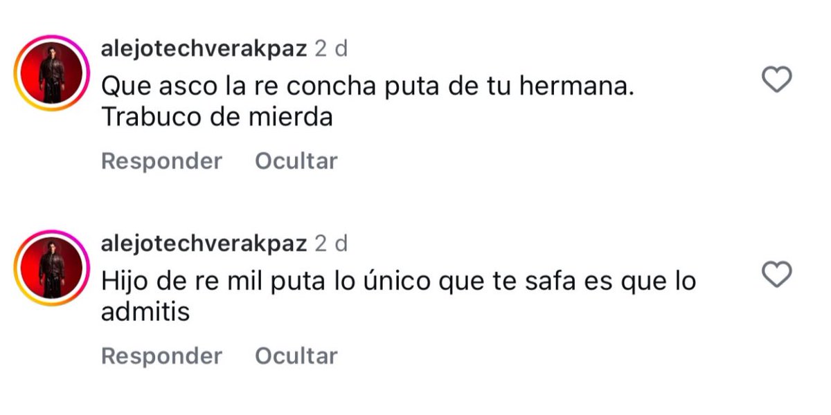 Contame que te paso a vos, Alejito. Ahhh, ya sé: te encanta la verga pero no lo podes admitir. Que feo ser un ser tan siniestro.