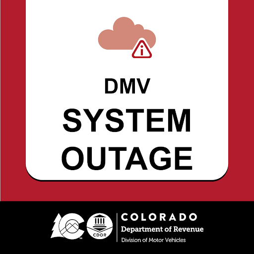 The Colorado DMV is experiencing a statewide technical issue impacting all driver license and ID card services (issuance, renewal, and online) and payment processing at all state and county offices. Our staff is proactively contacting customers with appointments to reschedule.