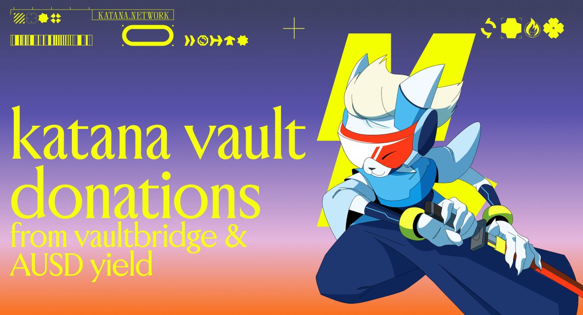 katana gives back ⚔️

$165k+ in vaultbridge &amp; AUSD treasury yield is being donated directly to katana vaults. raising the value per vault share (yvvbTokens).

donations over the next 7 days:
🔹10.68 vbWETH
🔹82k vbUSDC
🔹23k vbUSDT
🔹13k AUSD
🔹0.0024 vbWBTC

flywheel in motion.