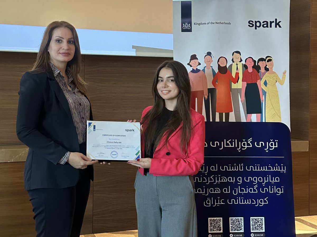 itschawan's tweet photo. I just wrapped up in a 3 days "Project Management" training at Rotana Slemani with Ms. Awaz S. 

The training, organized by Stichting SPARK  and funded by NLMFA, brought together partners from Sparda organisation  and CDO. https://t.co/kM29zrtKTZ