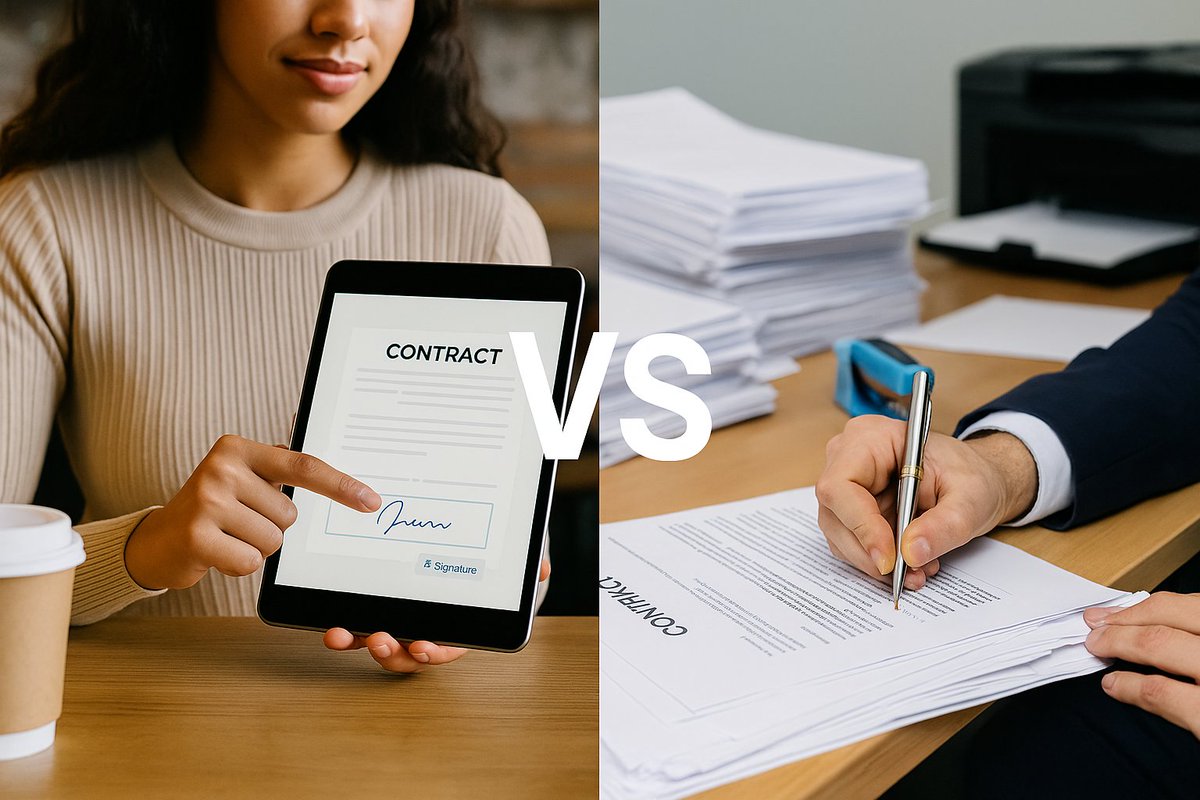 FlowSign_hq's tweet image. Paper ✍️ vs. Pixels ⚡️
Sign in minutes, keep an audit trail, reduce costs, and close faster, with FlowSign.
Try it: flowsign.com

#eSignature #DigitalSigning #LegalTech #SaaS #Paperless