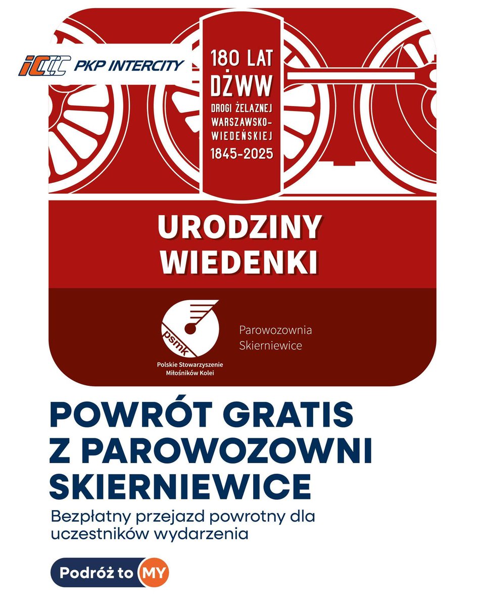 Janusz Malinowski (@j_malinowski) on Twitter photo ‼️Urodziny Wiedenki-Parowozownia Skierniewice 4.10 br.🚂🚦
👉 Kup bilet jednorazowy na przejazd poc. TLK lub IC do Skierniewic (z Warszawy, Łodzi, Koluszek lub Żyrardowa) w dniu wydarzenia.
👉 Odbierz poświadczenie udziału na stoisku <a href="/PKPIntercityPDP/">PKP Intercity</a> w Parowozowni. ‼️Urodziny Wiedenki-Parowozownia Skierniewice 4.10 br.🚂🚦
👉 Kup bilet jednorazowy na przejazd poc. TLK lub IC do Skierniewic (z Warszawy, Łodzi, Koluszek lub Żyrardowa) w dniu wydarzenia.
👉 Odbierz poświadczenie udziału na stoisku <a href="/PKPIntercityPDP/">PKP Intercity</a> w Parowozowni.