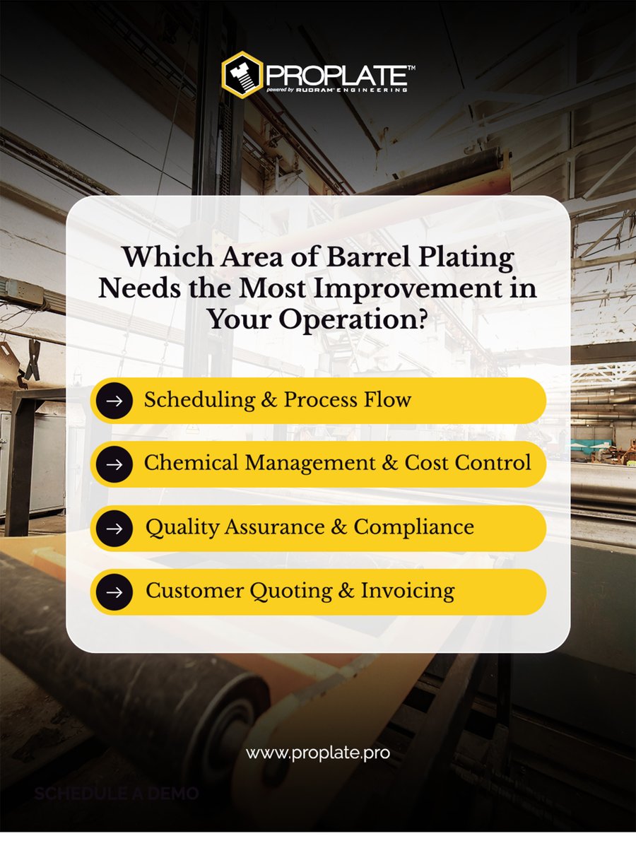 Proplate_Pro's tweet image. Let us know your top challenge! 💬 PROPLATE ERP can help tackle them all, streamlining your entire operation for better results.

Learn More 🔗 proplate.pro

#PROPLATEERP #BarrelPlating #SurfaceFinishing #ManufacturingEfficiency #PlatingSolutions #ERPSoftware