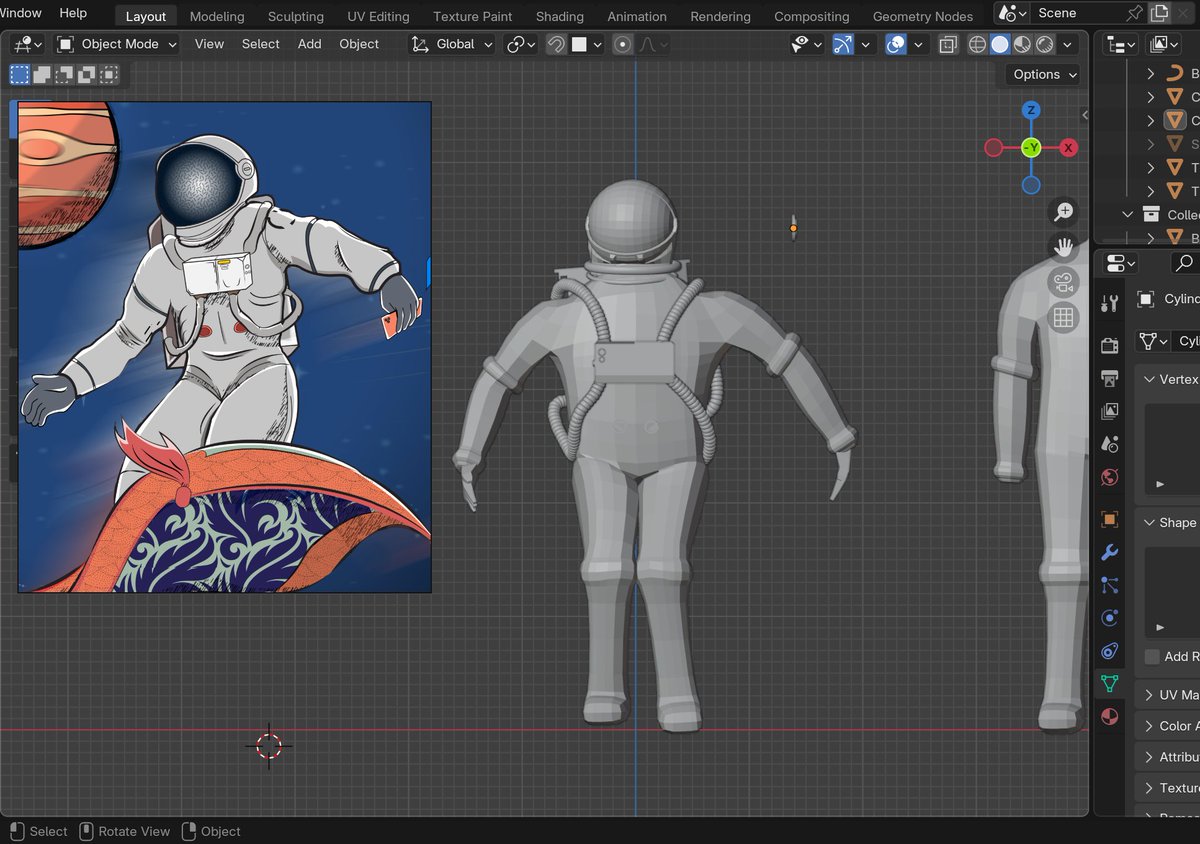 Still in progress ... Posed like a scarecrow😂 #blender #3D