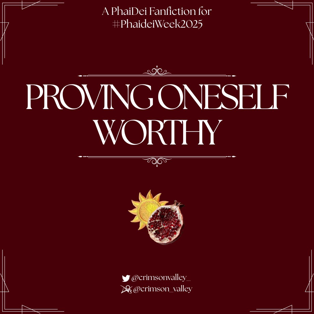 crimsonvalley_'s tweet image. — ˗ˋ Proving Oneself Worthy ˊ˗ —
⬩ Phainon/Mydei ⋆ #phaidei ☀🍷
⬩ Rating E ; +11k words ; Modern.
⬩ One-Shot.
#PhaideiWeek2025 #PhaideiWeek (Day 3 + Day 5)
๑ 🔗 below!
