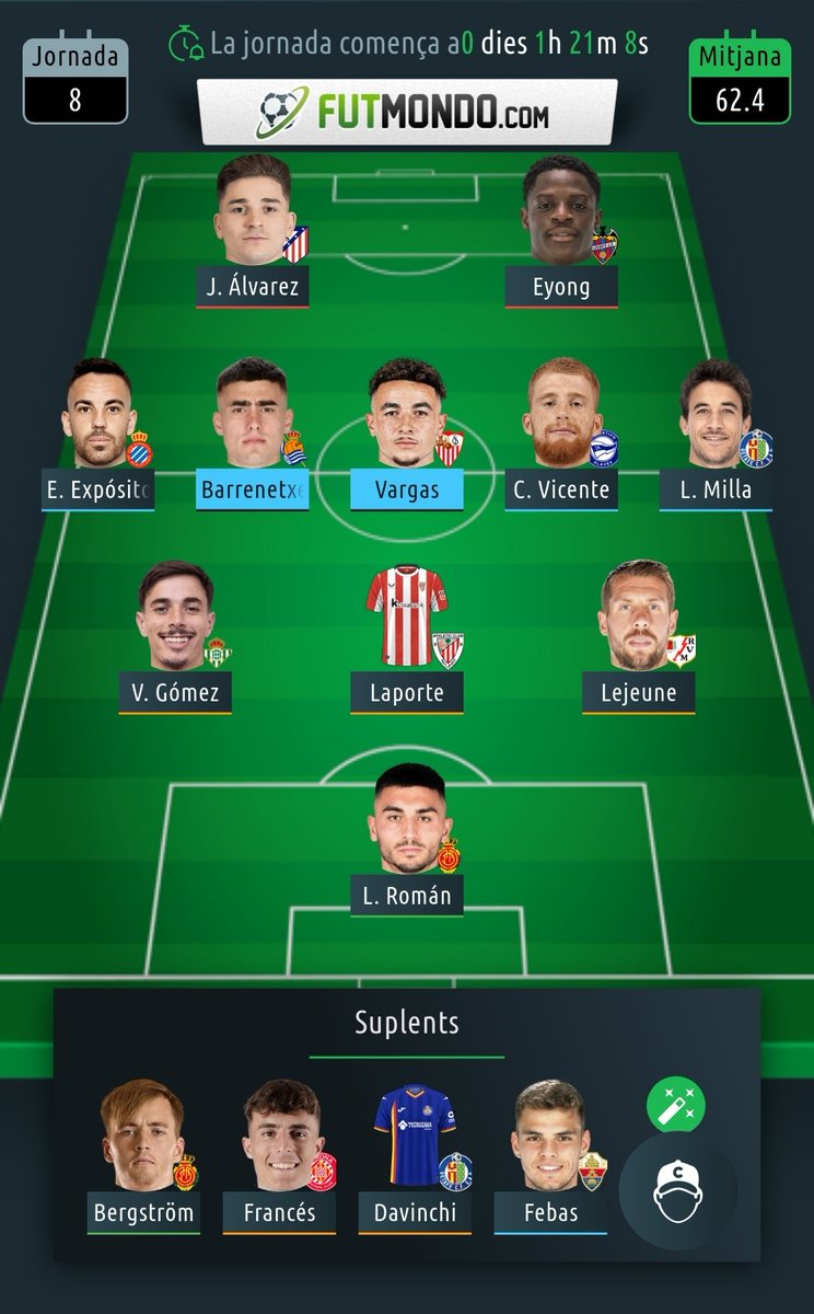 Buenas! FM prensa. Cambios para esta jornada? Gracias mil!!!

<a href="/RemateFantasy/">Remate Fantasy</a> 
<a href="/DudasFootball/">Dudas Football</a> 
<a href="/asejorpicas/">AseJornadaPicas ♠️ JP</a> 
<a href="/OnogomezG/">Ono Asesor Futmondo</a> 
<a href="/onlyfantasytips/">Only Fantasy Tips ⚽️</a> 
<a href="/TUFANTASY1/">TU FANTASY</a> <a href="/biwengerlaliga/">Biwenger LaLiga</a> 
<a href="/AsesorMaldini/">AsesorMRMaldini</a>  <a href="/Asesor_Fantasy/">Asesorías Fantasy 🕵️‍♂️</a> <a href="/AsesorCuler/">Asesor Culer</a> <a href="/ElBielsaFantasy/">El Bielsa Del Fantasy</a> <a href="/BrokerFantasy/">Broker Fantasy 📈💸</a>