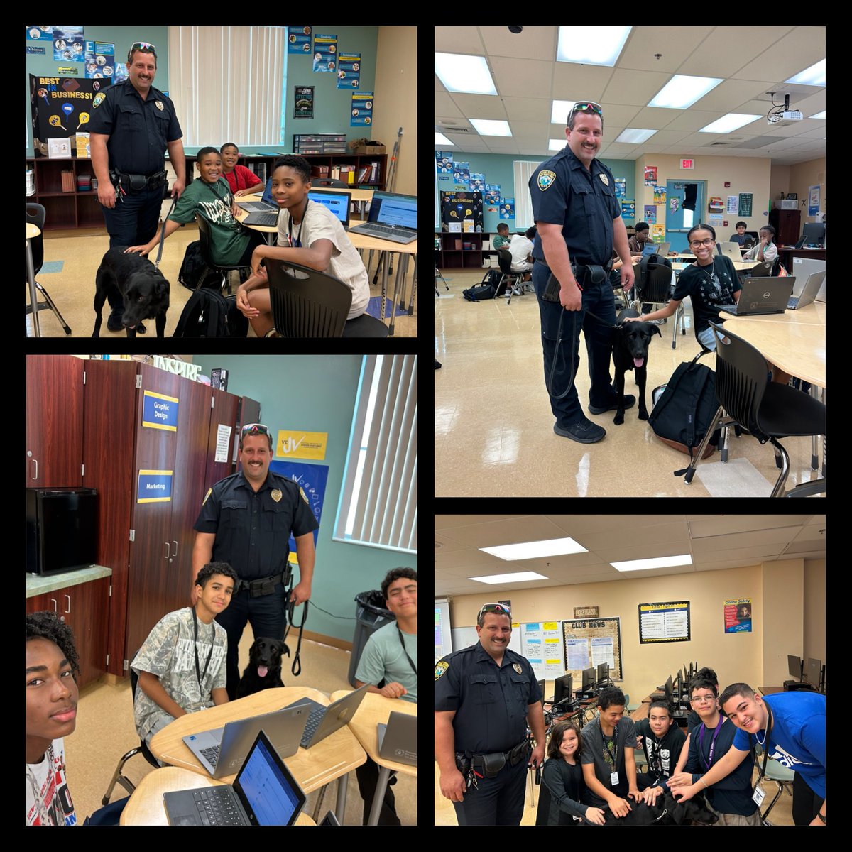 Shuhaiber5's tweet image. Our 8th grade Pre-IT Ss @EmeraldCoveMS got some extra coding support today from Deputy Athena!
Nothing like ending a Friday with teamwork, learning, and a little four-legged inspiration. ๐ป๐ #FutureCoders @ECMS_Dr_Feaman @SDPBCChoiceCTE @pbcsd