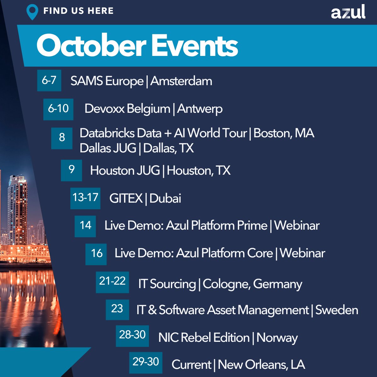 AzulSystems's tweet photo. Looking forward to this month’s events. Don’t miss out and register today! #AzulEvents #Java https://t.co/TNAz3G7Vvg
