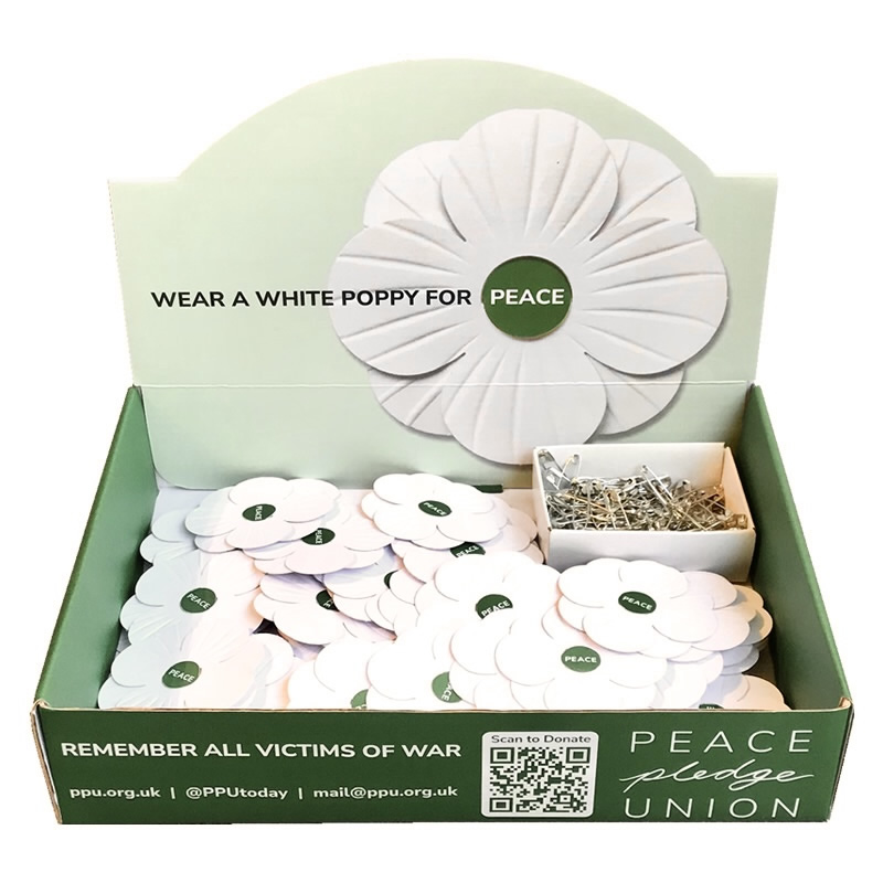 PPUtoday's tweet image. This Remembrance Day, wear a #WhitePoppy - worn since 1933 as a symbol of remembrance for all victims of war &amp;amp; a commitment to peace

We’ve just launched a new display box- perfect for shops, schools, cafes &amp;amp; community spaces

Order- shop.ppu.org.uk/collections/fr…
#WhitePoppies