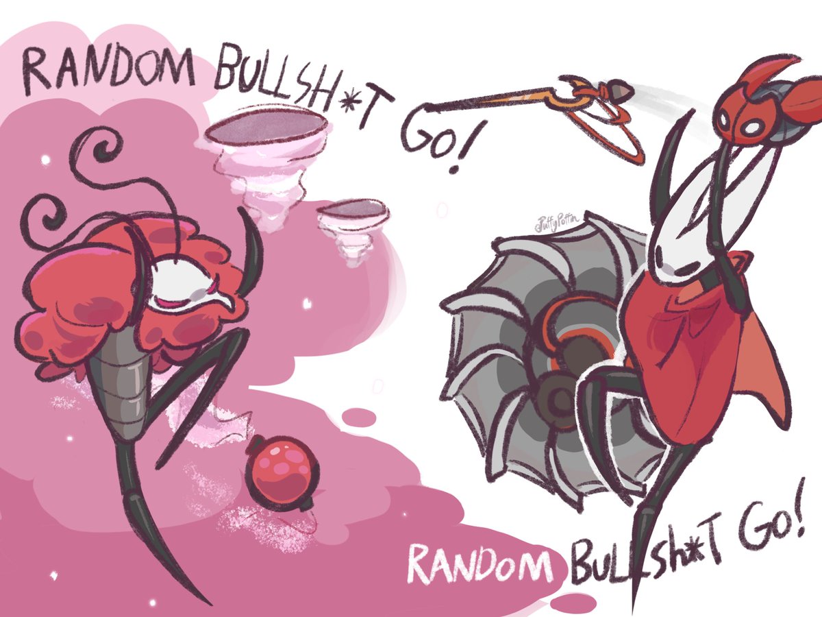 PuffyPoffin33's tweet photo. Silksong spoilers

///

What fighting this guy feels like
#silksong #trobbio #hornet https://t.co/uy4SpO6M2b
