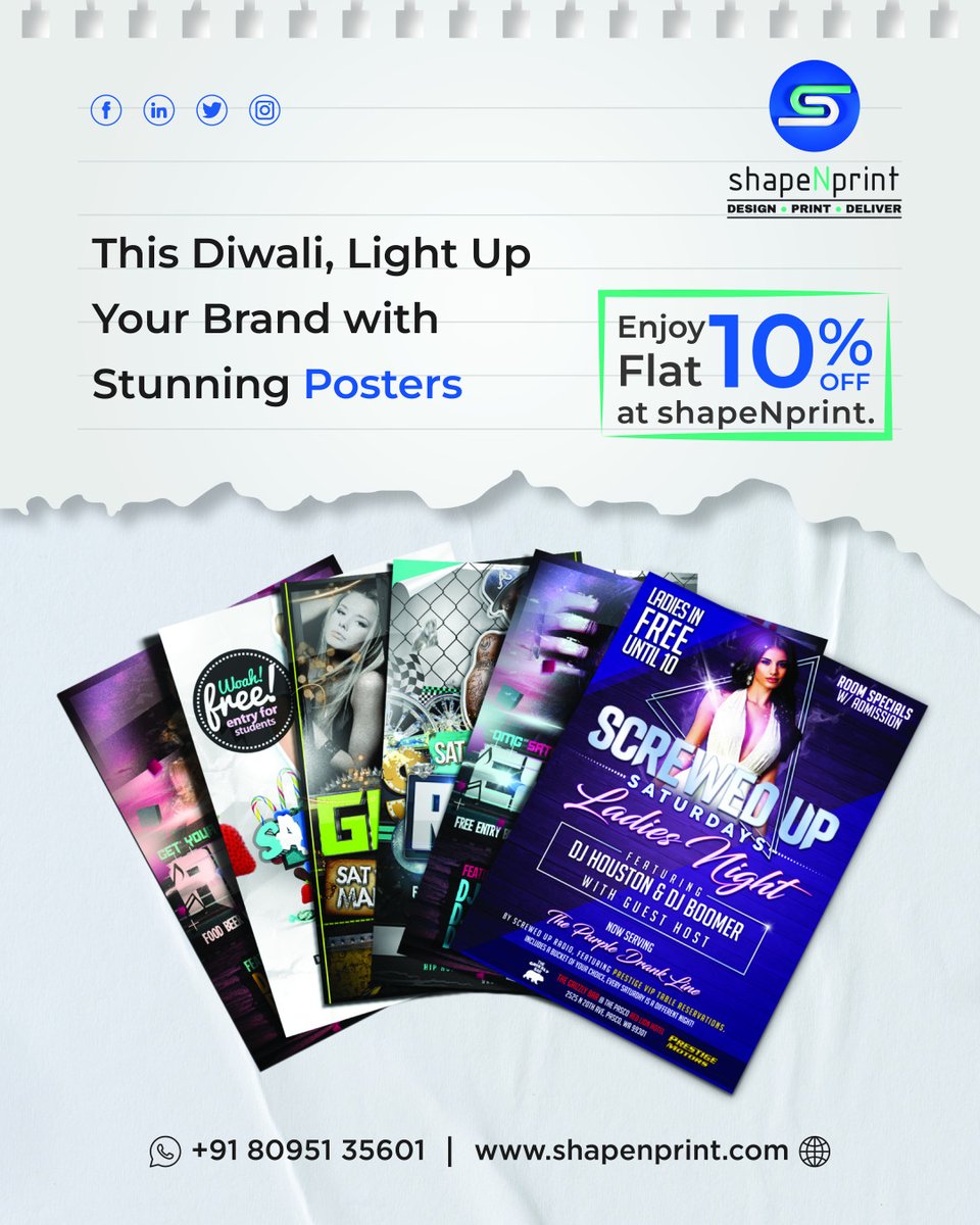 shapeNprint's tweet photo. This Diwali, light up your brand with stunning posters
Enjoy Flat 10% OFF at shapeNprint.
@shapenprint
Order Now: 8095135601
#diwalispecial #diwaliposters #diwaliposterdesign #posterprinting #posterdesigning https://t.co/ufcmnnxzMg