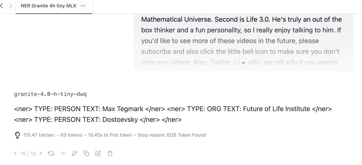 Dude. MLX team really went all out. How is it that you can get almost 2.5x the performance of the same quant of a model just by using the MLX version of it?

Granite 4 H Tiny 4bit GGUF = 47 tokens/sec
Granite 4 H Tiny 4bit MLX w/ DWQ = 115 tokens/sec

This is on my M3 Max