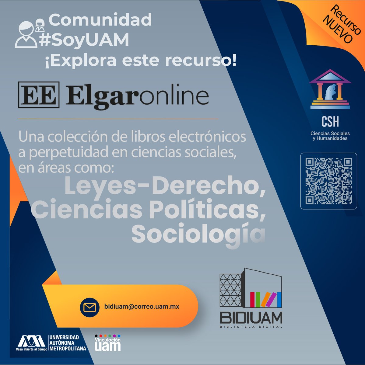 lauammx's tweet photo. Comunidad académica, alumna, alumno #SoyUAM:
🌐 ¡Explora la colección de libros electrónicos de Elgar Online disponible en la #BiDiUAM!
ℹ️ Consulta el recurso en https://t.co/YusHnmfmJh
📧 Más información: bidiuam@correo.uam.mx
#SoyUAM #VinculaciónUAM https://t.co/RuW4Fyr5JK