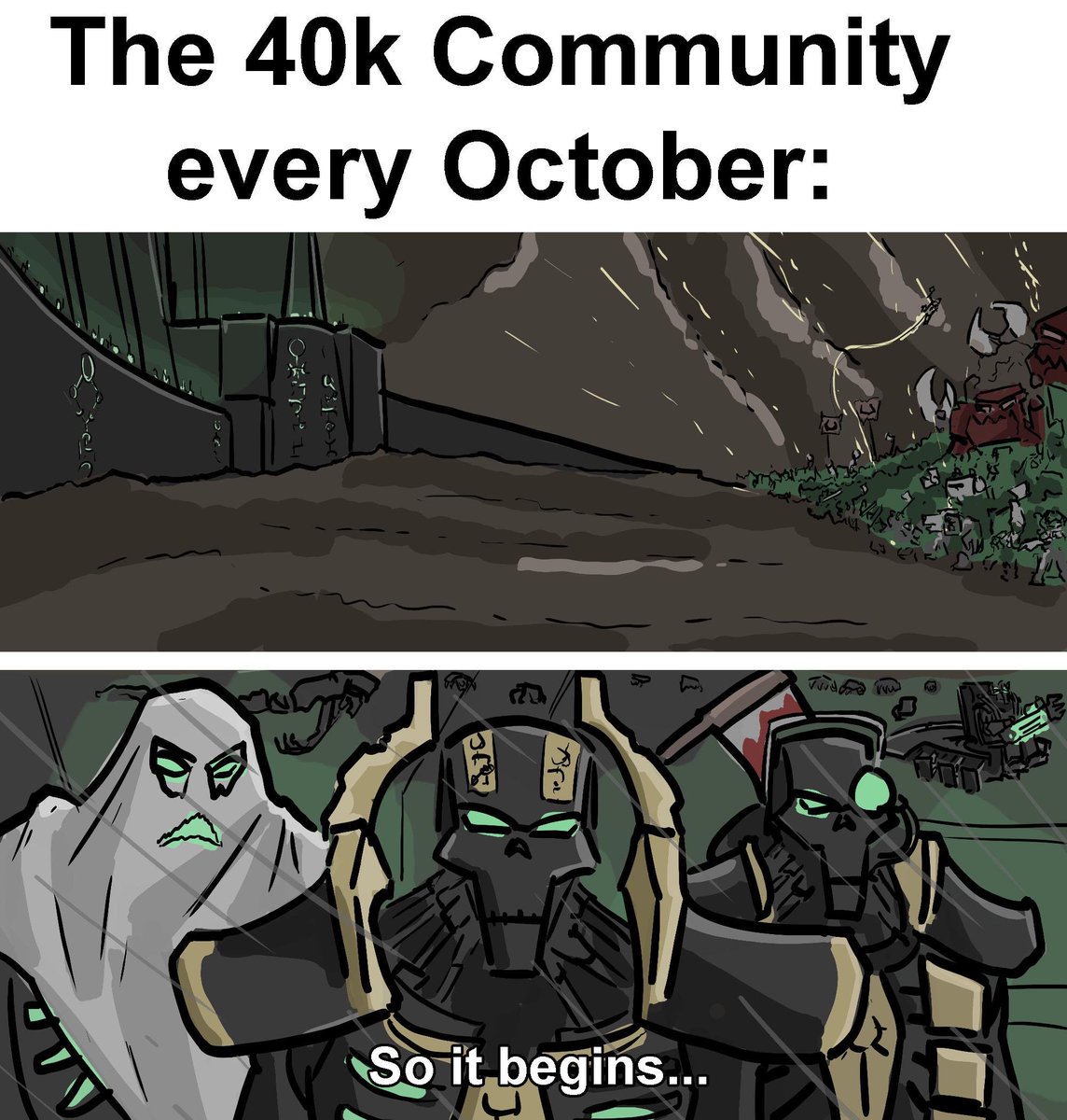 WH40kbestof's tweet photo. "The Great Battle of our Time." (By Emwattnot) https://t.co/szM5qECLPo
