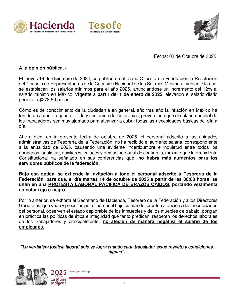 anonis595950's tweet photo. @satparonacional Es hora de poner un “hasta aquí” #Tesofe #ParoNacionalMexico #ProtestaLaboral #JuntosSomosTESOFE #TESOFEmexico https://t.co/omREKnVCNA