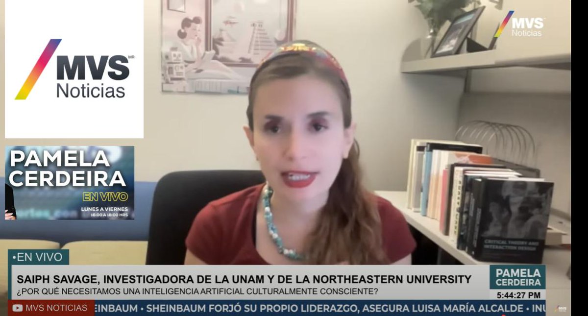 saiphcita's tweet photo. I was on Pamela Cerdeira’s national news show on MVS TV  to share why at UNESCO we highlighted: 

⁉️Why do we need Culturally Aware AI and how AI  tech that ignores culture can limit job opportunities
❌👷

🔴Watch https://t.co/S9ApymDq7q

🔴 Policy brief: https://t.co/wQW1EgkWoU https://t.co/WTXN7CiMbh