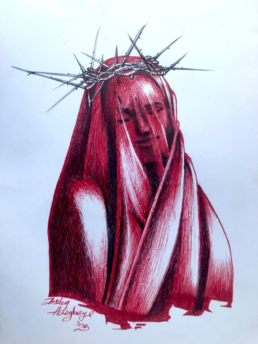 afropadre's tweet photo. A Crown of Thorns was placed on her Head, She endured the pleasant torture, for it was a worthy sacrifice. 
.
INKTOBER DAY 3: CROWN. 
.
#inktober #inktober2025 https://t.co/YgWGoOsSZm