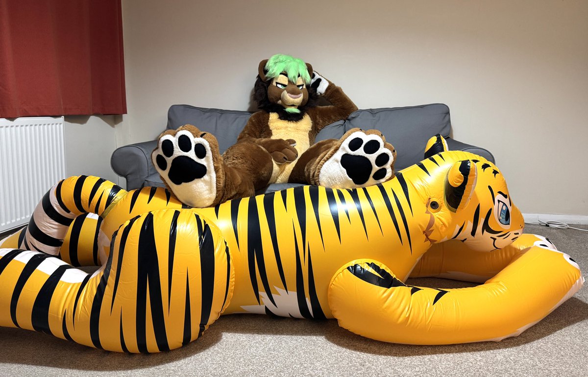 It’s important to put guests to good use, making them your personal pooltoy is fun. Then making them your paw rest just makes it better. Bit of a squirmy footrest mind….lots of huffing and moaning….🦁🐾🐯