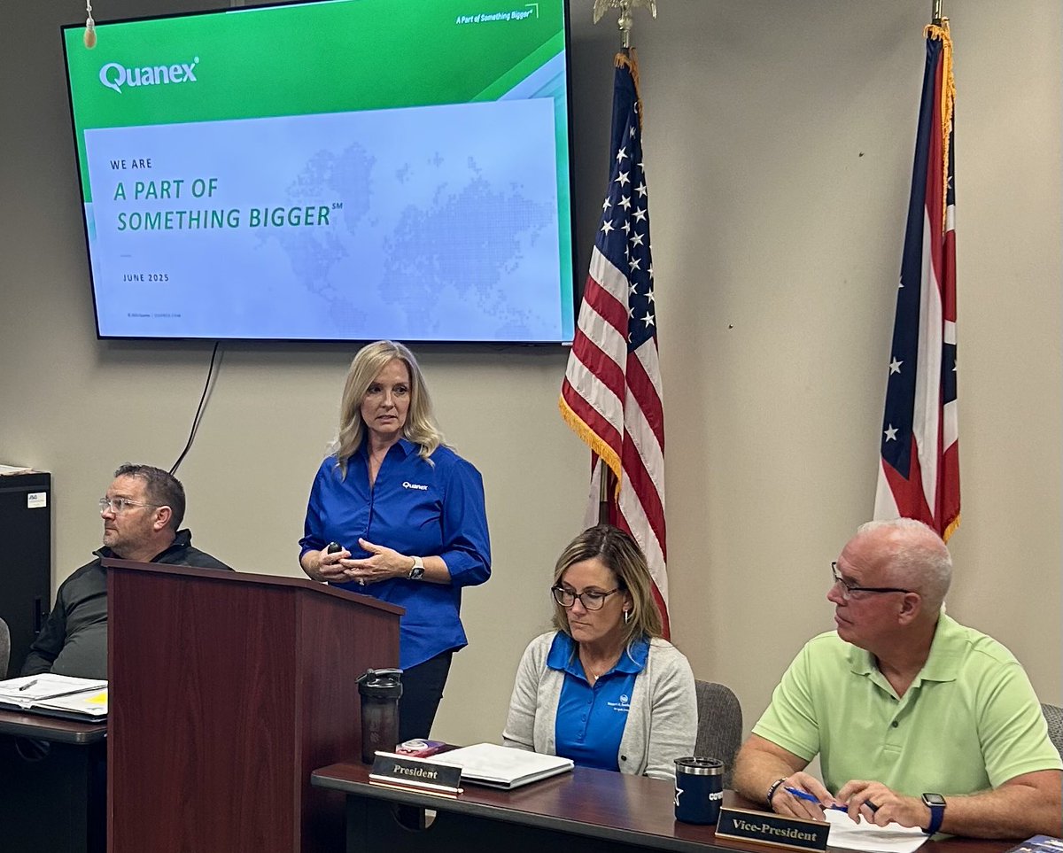 Thanks Tami Bolon from Quanex Custom Mixing in Cambridge for presenting today to our Board of Trustees during Manufacturing Month.