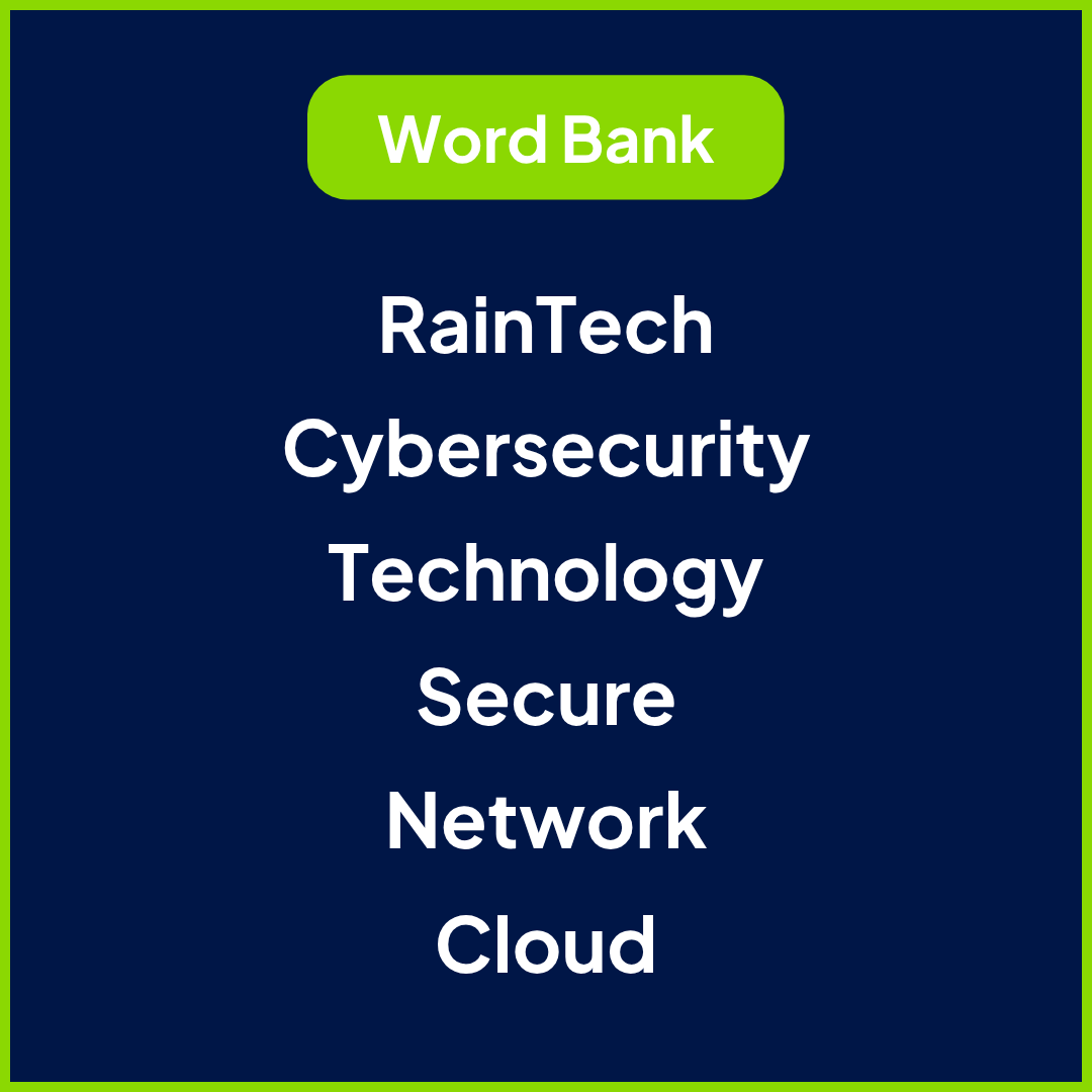 RainTech's tweet photo. Strong cybersecurity starts with awareness. 🔐

This Cybersecurity Month, we’re spotlighting the practices that protect your data and showing how we can help you stay secure. How many words can you find? 

#CybersecurityMonth #RainTech #Cybersecurity #ITServices https://t.co/BbBLO5dWwc