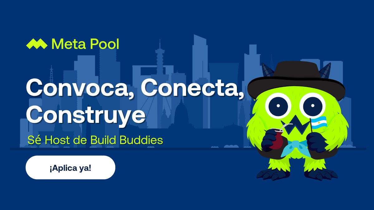 Argentina siempre ha estado a la vanguardia de Web3 en LATAM 🇦🇷

Ahora puedes ser parte activa organizando un Build Buddies en tu ciudad: encuentros presenciales para crear comunidad, compartir ideas y crecer junto a Meta Pool.

Postúlate como Host aquí 👇
forms.gle/Lo2xH2gBMgvP7R…