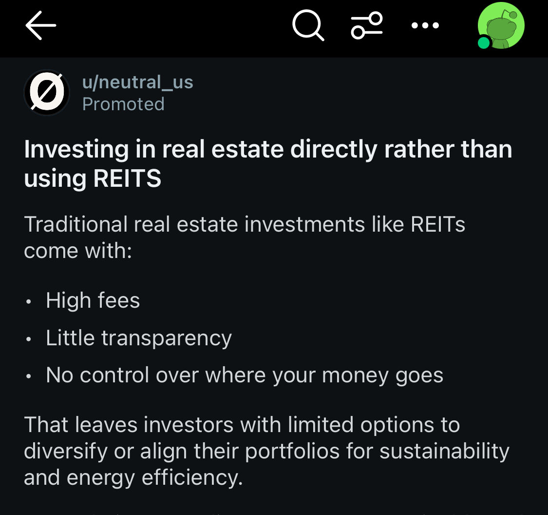 If you think a REIT has high fees and low transparency, just wait for our new VC backed RE ‘democratization’ platform with higher fees, no transparency, and less control over your money