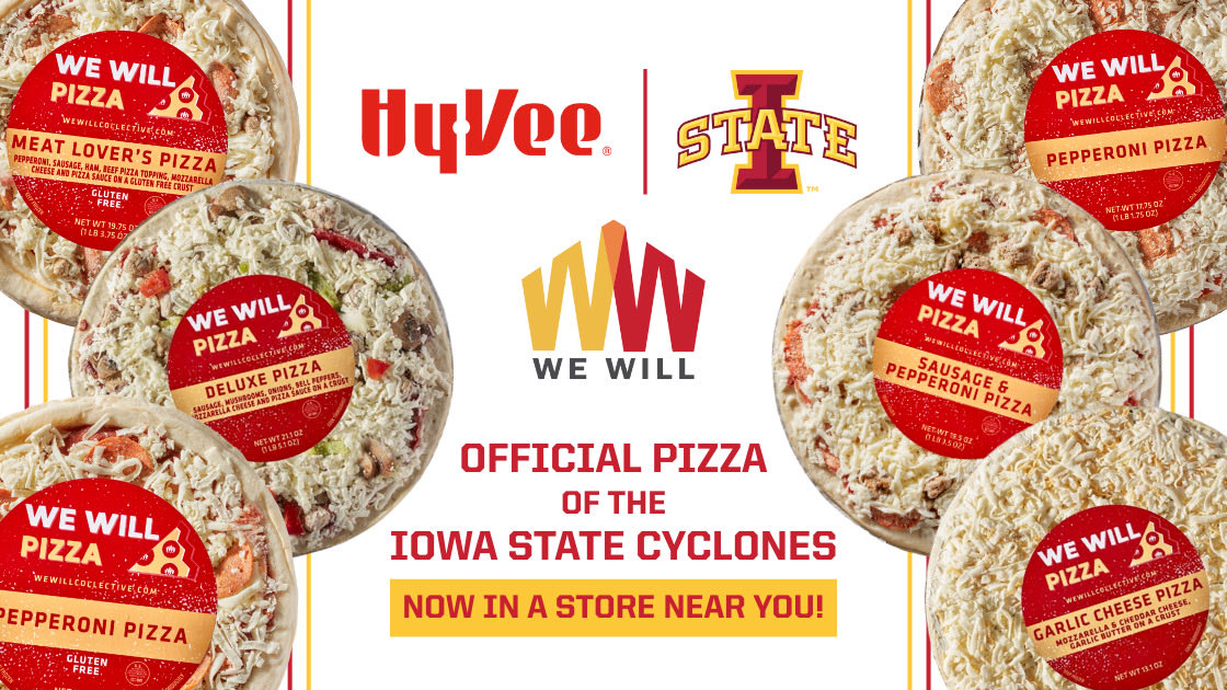 Get <a href="/WeWillPizza/">We Will Pizza</a> at most Iowa <a href="/HyVee/">Hy-Vee</a> stores! 6 varieties available statewide, including 2 gluten free flavors!